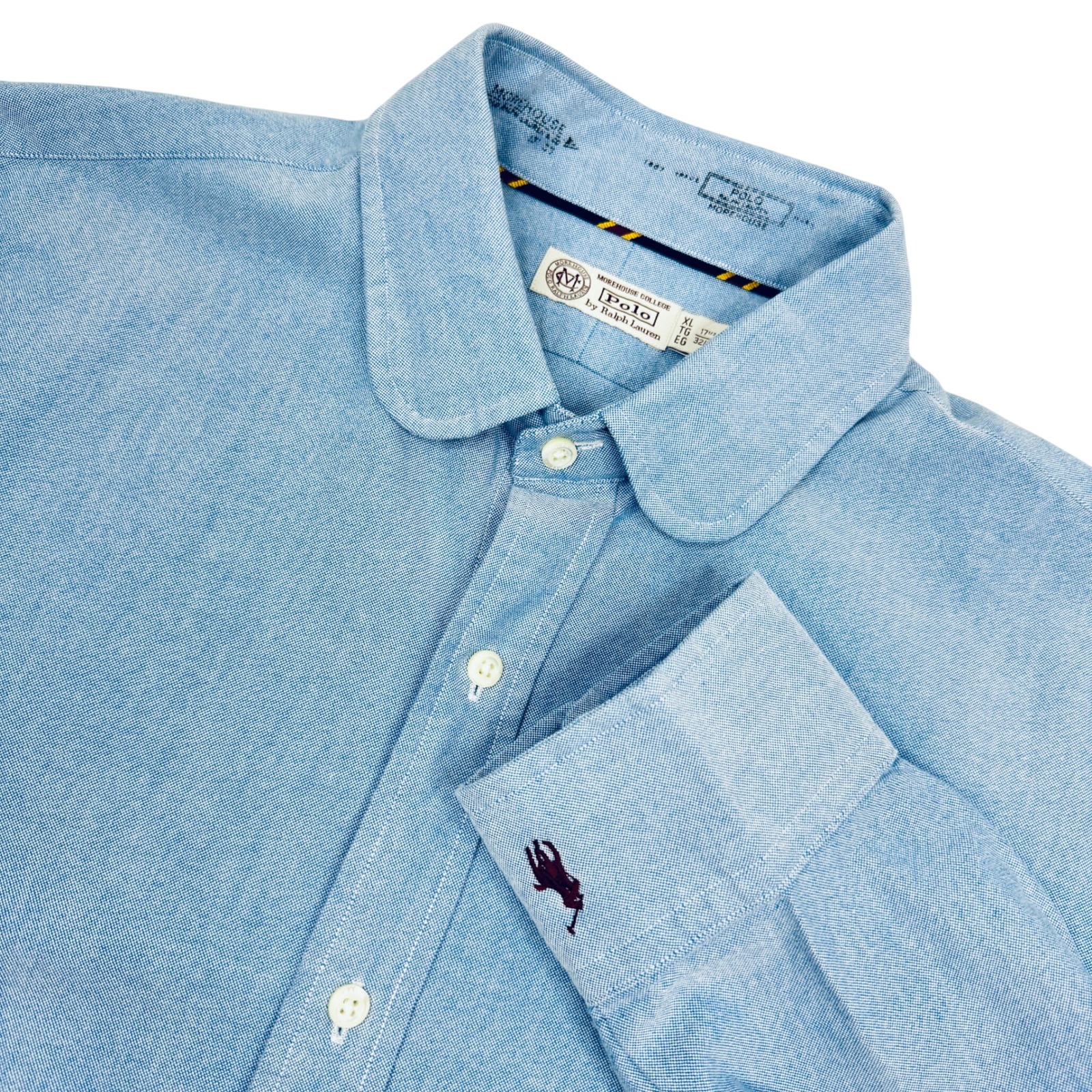 Polo Ralph Lauren Shirt Mens Xl Blue Morehouse College Club Collar Oxford Preppy